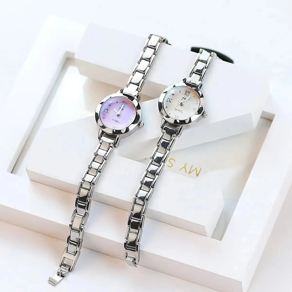 Montre argentée à petit cadran pour femme, acier inoxydable,