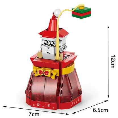 Maison de neige de noël, père noël, bonhomme de neige, blocs de construction de maison, briques, décoration DIY, ornement de bureau, jouets pour enfants