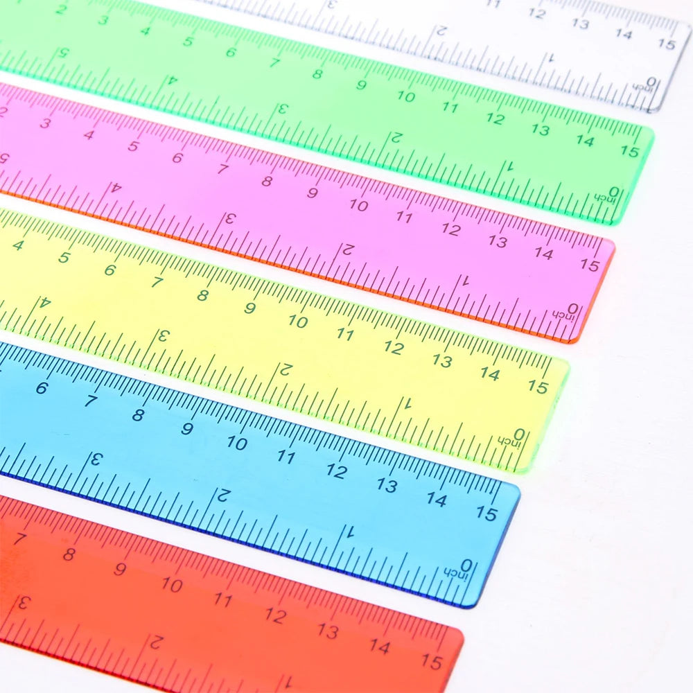 Ensemble de 6 règles de 15cm, règle droite en plastique couleur bonbon
