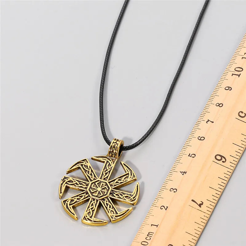Collier symbole Kolovrat slave pour hommes, roue solaire païenne, Talisman, amulette, chaîne à maillons, pendentif, bijoux religieux pour hommes