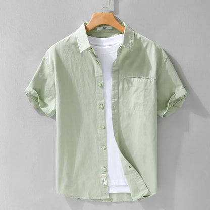 Chemises à manches courtes en pur coton pour hommes, Streetwear fin et doux, Vêtements décontractés, Nouveau, Été, FY723