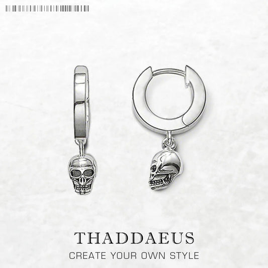 Boucles d'oreilles créoles articulées crâne tout nouveau cadeau en argent Sterling 925 Style européen bijoux fins à la mode pour femmes hommes