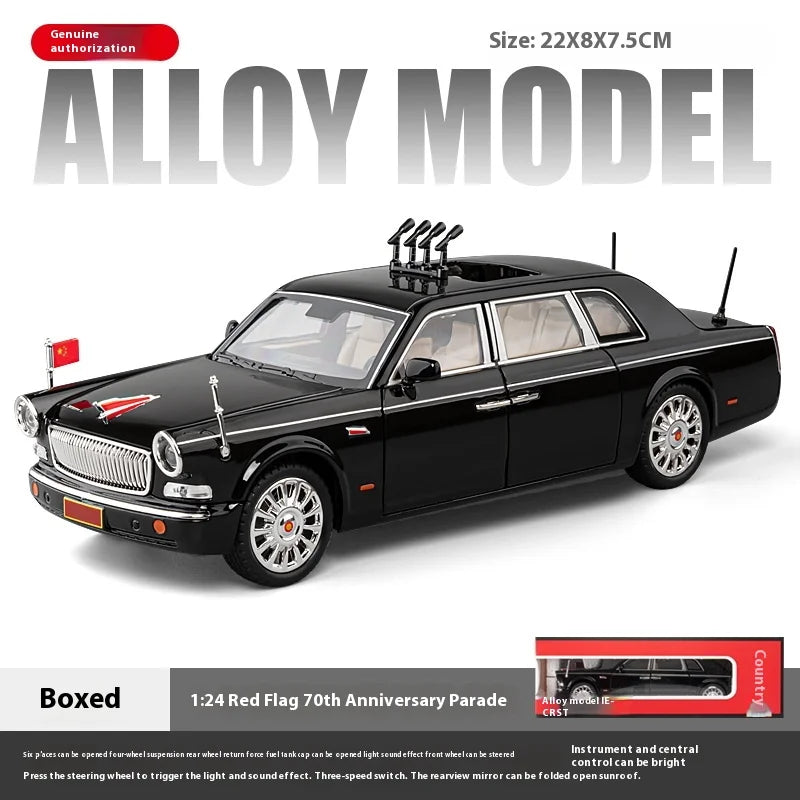 1:24 HONGQI L5 alliage Limousine Luxy voiture moulé sous pression modèle 70th anniversaire défilé voiture recueillir affichage ornement cadeau pour garçons enfant jouet