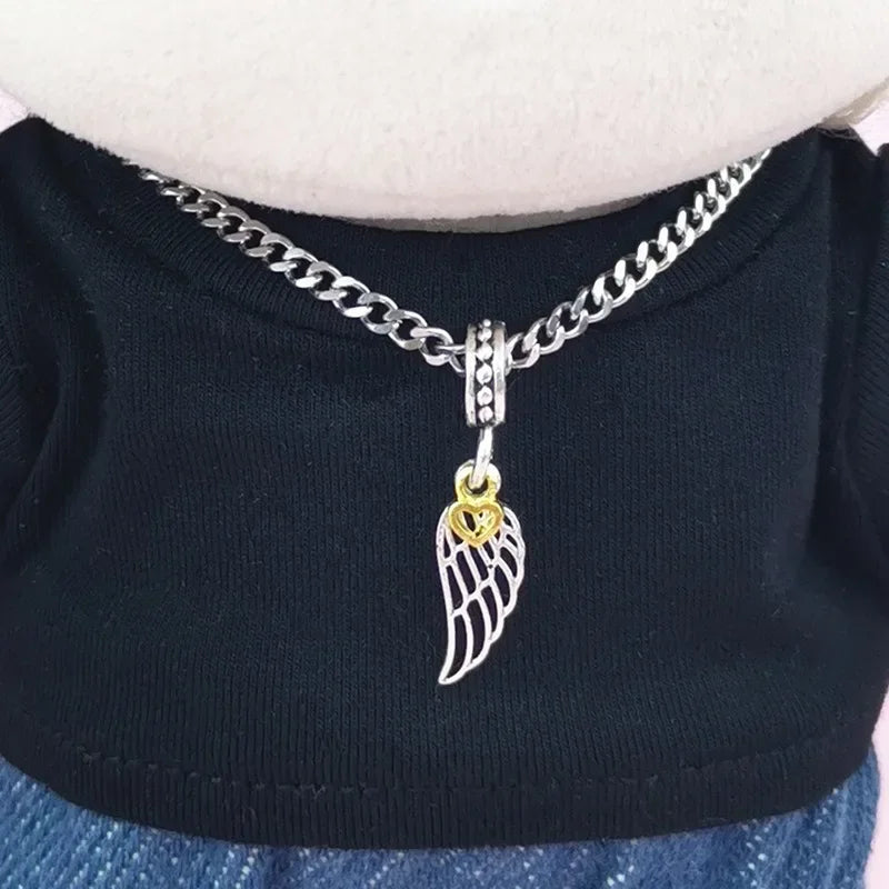 Pour V1 V2 V3 Labubu pendentifs collier en argent avec couvre-chef Labubu tenue collier accessoires