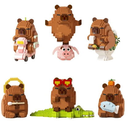 Jolis animaux de dessin animé nanobriques Capybara Micro bloc de diamant modèle de Construction briques de Construction jouets éducatifs pour enfants cadeau