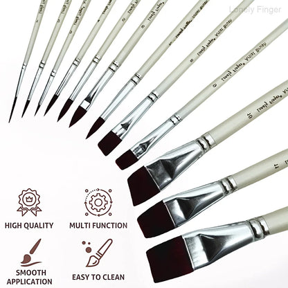 12 pièces pinceaux de peinture pour le visage, ensemble de pinceaux de peinture acrylique d'artiste pour la peinture de chaussures de corps de visage, idéal pour le maquillage de scène de fête de cosplay