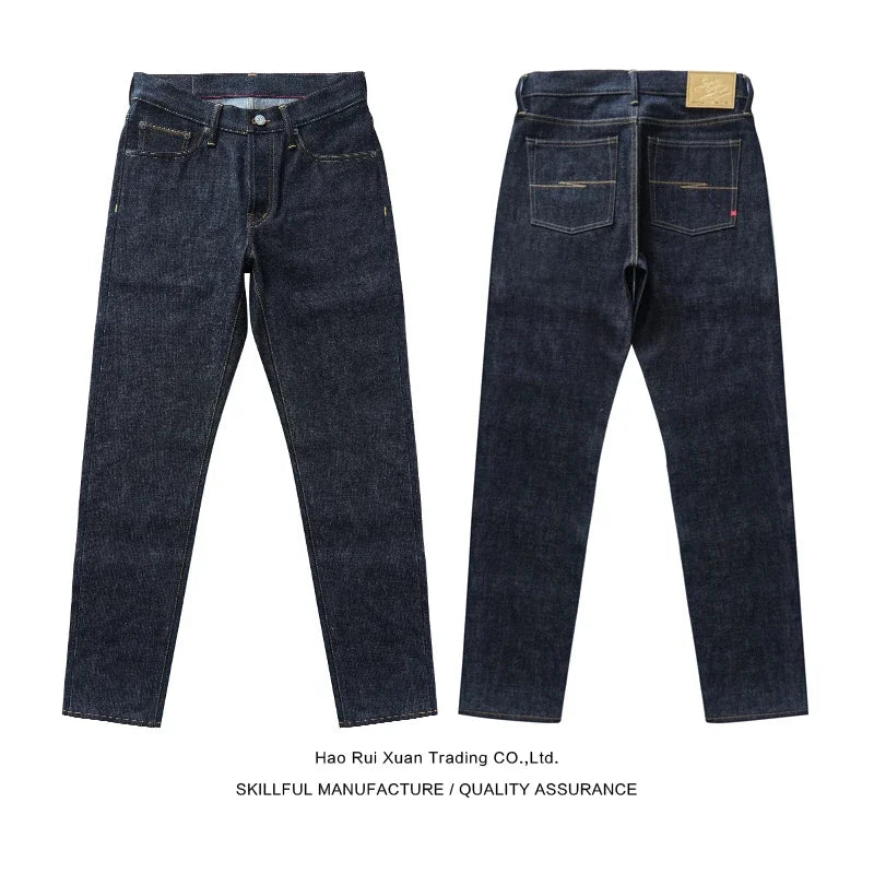 SAUCE ORIGIN 1A915-AG jean homme lisière Denim jean pour homme bouton argenté coupe conique fait à la main 15 Oz