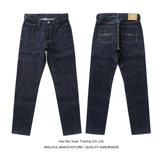 SAUCE ORIGIN 1A915-AG jean homme lisière Denim jean pour homme bouton argenté coupe conique fait à la main 15 Oz