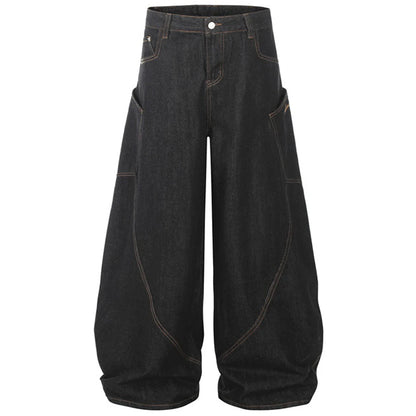 Jean Baggy à jambes larges pour hommes, pantalon en Denim ample avec poches latérales, Streetwear Harajuku Hip Hop