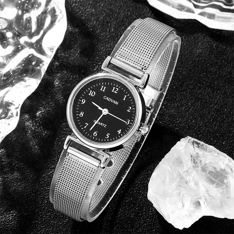 Ensemble de montres à quartz en maille argentée pour femmes, 6 pièces