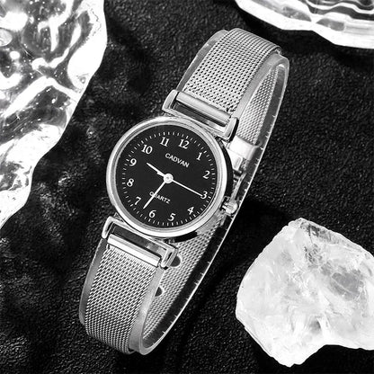 Ensemble de montres à quartz en maille argentée pour femmes, 6 pièces