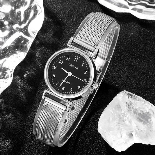Ensemble de montres à quartz en maille argentée pour femmes, 6 pièces