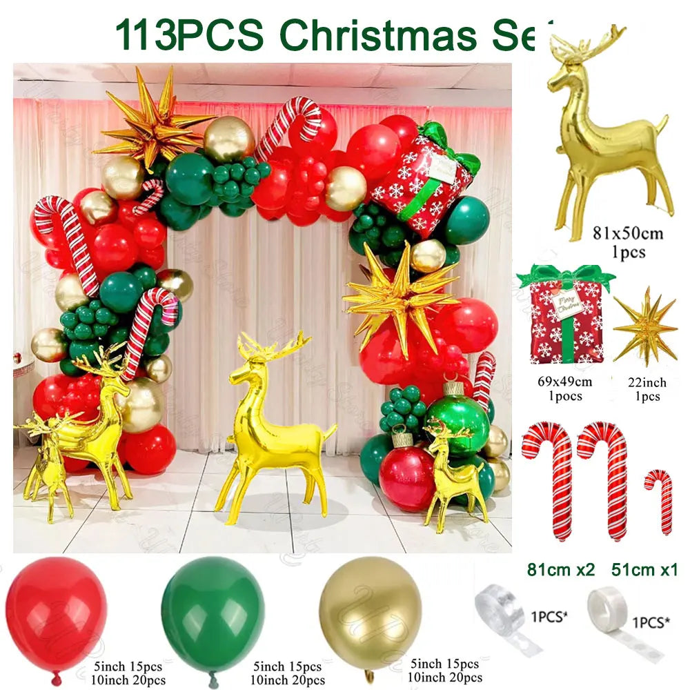 Guirxiété de Ballons de Bonbons de Noël, Cadeau, Elk, Canne Bonbon, Pain d'Épice, Homme, Père Noël, Utiliser un Arc, Décor de ix