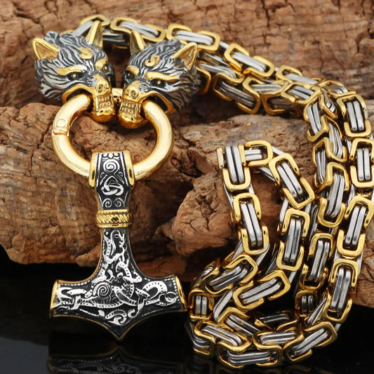 Pendentif tête de loup en acier inoxydable, collier nordique loup celtique pour hommes, accessoires de Rune Viking scandinave, bijoux amulette nordique