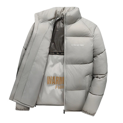 2025 nouvelle veste d'hiver hommes épaissir Parka décontractée coupe ajustée vêtements d'extérieur imperméable chaud couleur unie vêtements d'extérieur col montant manteau