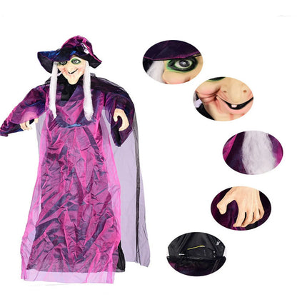 Décoration à commande vocale pour Halloween, grande sorcière suspendue, fantôme lumineux, fabrication sonore, Bar, fête, maison fantôme, décoration d'horreur