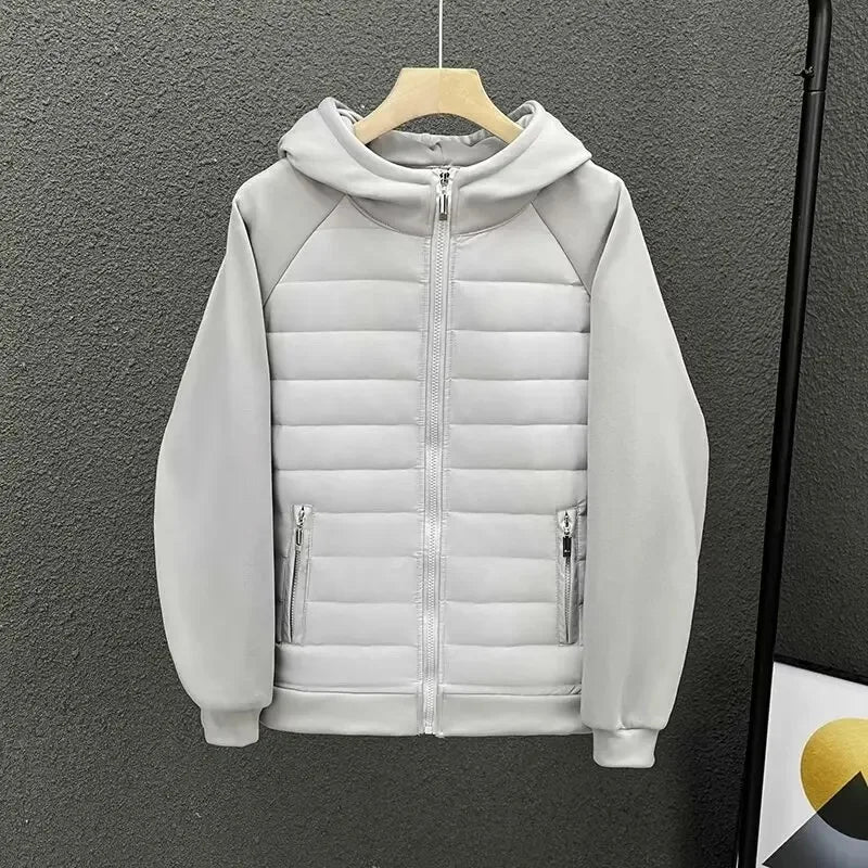 Veste d'hiver à capuche pour hommes, rembourrée en coton, décontractée, légère, bord couvert, veste de Couple, Parkas de Style ample