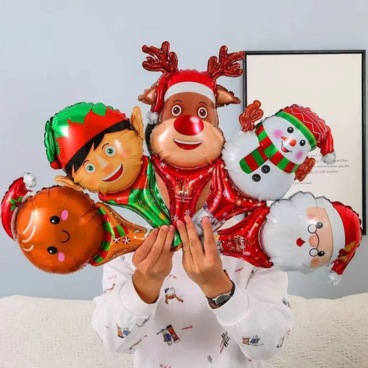 10 pièces ballons de noël à main père noël bonhomme de neige Elk pain d'épice homme bricolage nouvel an joyeux noël atmosphère décoration de fête ZYF
