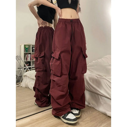 Mode 2025 femmes pantalons américain haute rue femme décontracté ample Cargo pantalon femme armée vert pantalon Streetwear