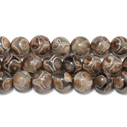 Perles d'agates Dzi tibétaines de football en pierre naturelle de 8mm, rondes d'espacement amples pour la fabrication de bijoux, accessoires de Bracelet à bricoler soi-même, vente en gros