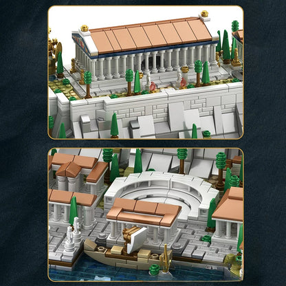 Décennie s de construction du château d'Athènes, jouets en brique, tiges créatives, MOC 66034, temple rétro, Grèce, Acropolls, modèle 1988 pièces