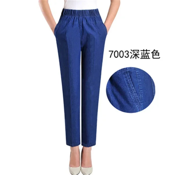 L-5XL Jeans Femme Printemps Été Nouvelle Broderie Neuf Denim Pantalon Slim Taille Haute artificiel asticité Casual Femmes Cowboy Pantalon H450