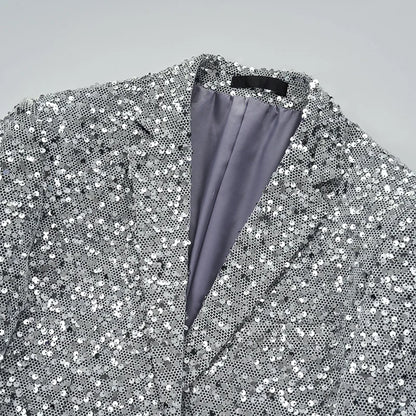 Veste à paillettes pour hommes, blazer à sequins imbibés d'or et d'argent, mode d'affaires, manteau unique, coupe couvertes, robe de soirée de Rh, printemps, automne, nouveau