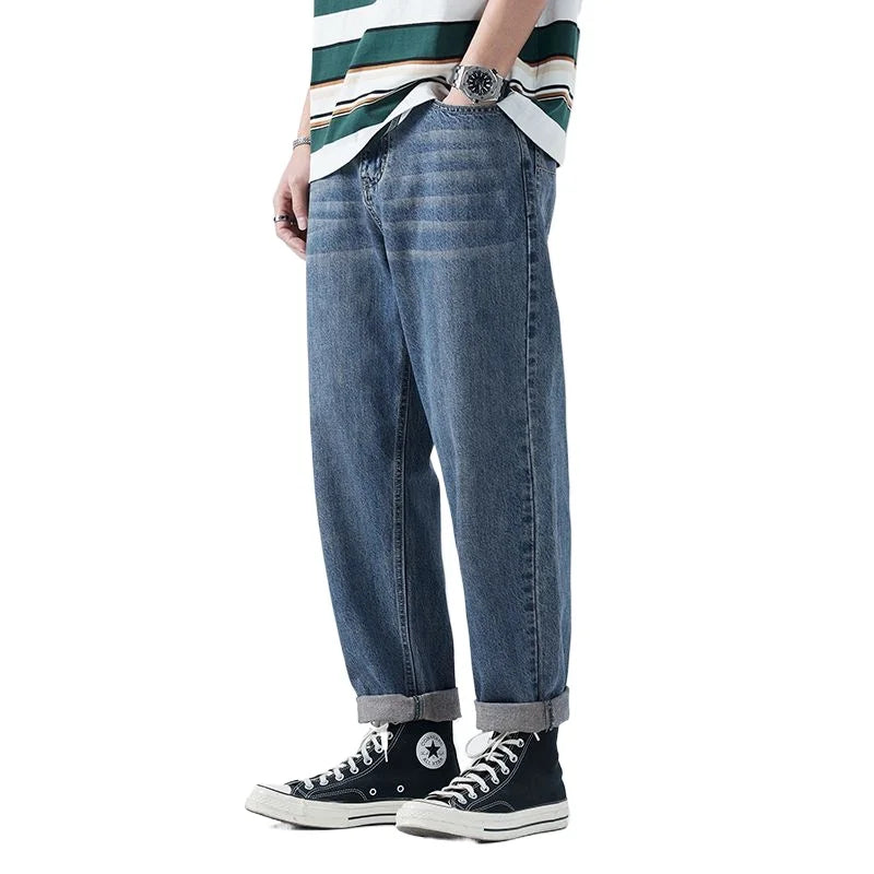 2025 nouveaux hommes d'été mince jean lâche conique décontracté rétro eau mâle coréen pantalon à la mode Streetwear hommes jean pantalon