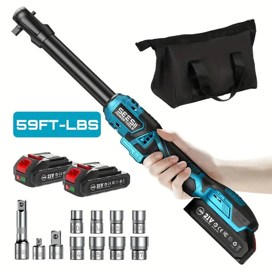 Seesii 6.3 ''kit de clé à cliquet électrique étendue 21V 3/8" clé électrique sans fil clé d'angle 80Nm pour broche de batterie Makita 18V