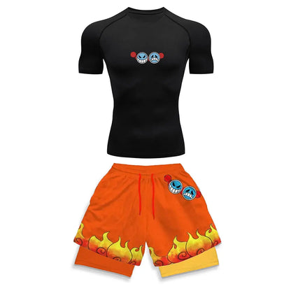 2025 Costume de sport de compression imprimé à la mode Vêtements d'été Costume athlétique pour hommes - Élégant Fitness Running Ensemble deux pièces décontracté
