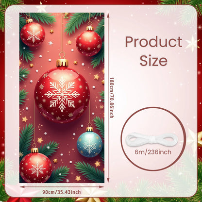 Bannière de Noël Ornements rouges Décoration de vacances Motif de flocon de neige Festivités d'hiver pour la décoration de la maison Célébration de vacances I