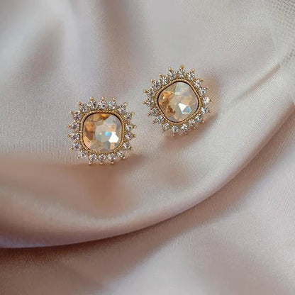 Boucles d'oreilles rondes en argent S925, strass assortis avec tout, simples, goutte d'eau noire,