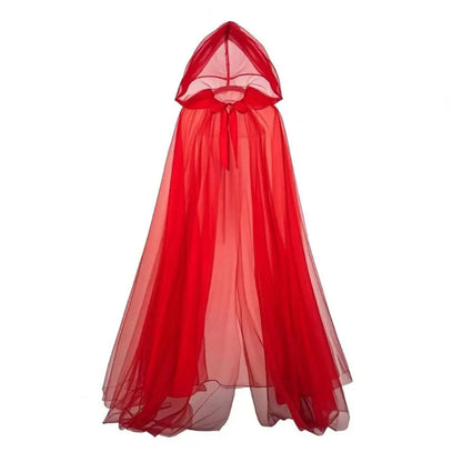 Cape de Costume de Cosplay fantôme d'halloween pour adulte, Cape de sorcière à lacets à capuche, Cape transparente pleine longueur avec capuche surdimensionnée