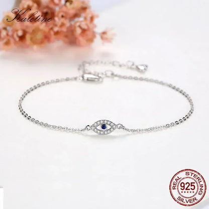 KALETINE chanceux mauvais œil Bracelet 925 en argent Sterling Bracelets pour femme pierre bleue CZ turquie réglable hommes bijoux KLTB099