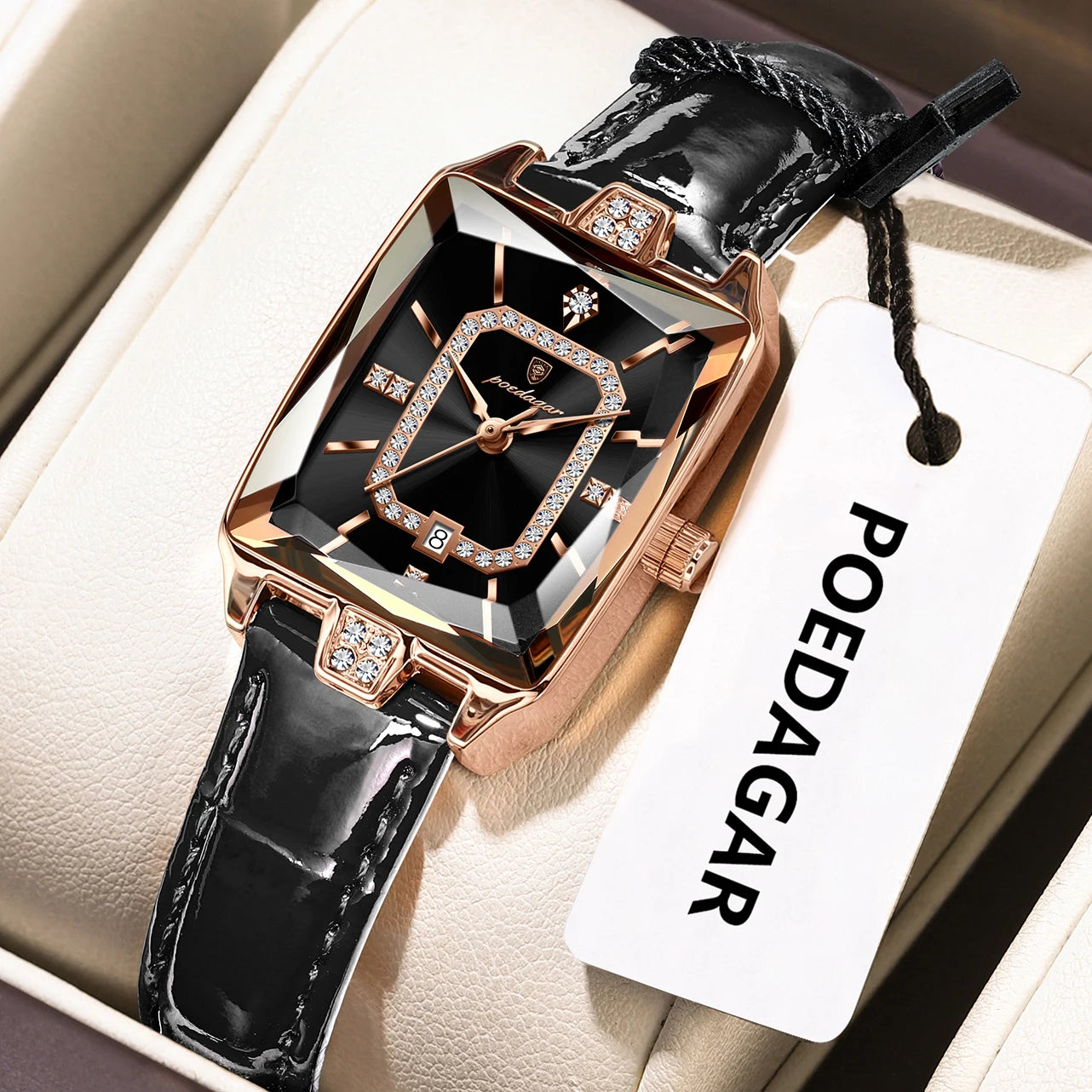 POEDAGAR classique luxe femmes montres étanche en cuir Date mode femme montre élégante de haute qualité Quartz femmes montre-bracelet
