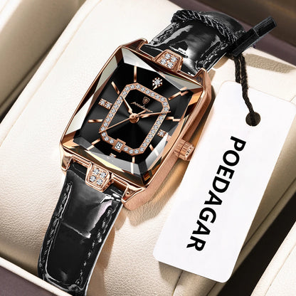 POEDAGAR classique luxe femmes montres étanche en cuir Date mode femme montre élégante de haute qualité Quartz femmes montre-bracelet