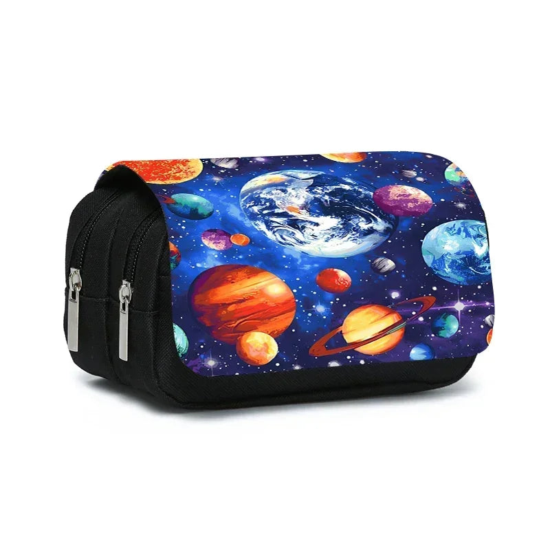 Cosmic Planet – étui à stylos à rabat Double couche pour garçons et filles, meilleurs cadeaux, fournitures scolaires de dessin animé 3D, sacs à crayons pour enfants