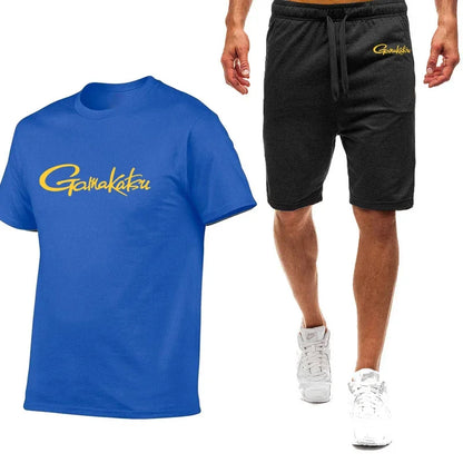Gamakatsu Fishing 2024 homme impression Harajuku nouveau style neuf couleurs costume à manches courtes été T-Shirt Shorts décontractés ensemble 2 pièces