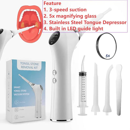 Dissolvant visuel électrique de pierre d'amygdale Kit d'élimination de pierre d'amygdale vide avec seringue d'irrigation aspiration instantanée pierre d'amygdale Remova