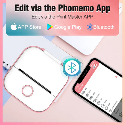 Phomemo-Mini imprimante thermique portable, imprimante d'étiquettes de poche BT sans fil, 203dpi, impression allergique 53mm, T02