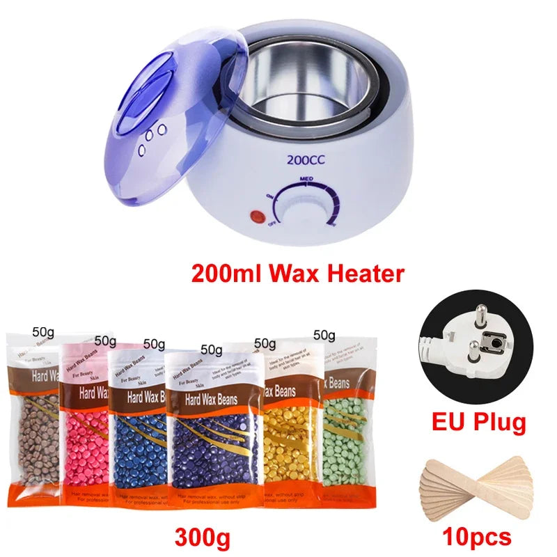 Chauffe-épilation avec pot à paraffine et kit de bâtons en bois, avertir, tremper, épilateur, machine, épilation