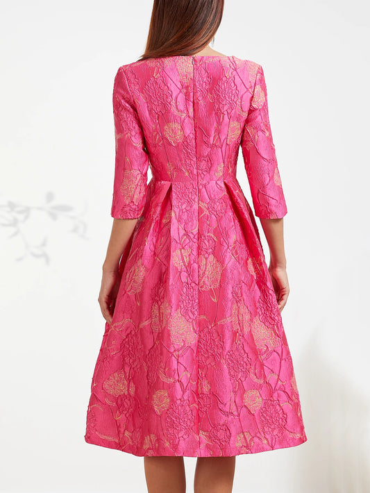 Robe de luxe femmes mode élégante robe Jacquard fête florale femmes vêtements soirée robe Vintage robes formelles