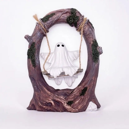 Fantôme sur balançoire sur le thème d'halloween, Statue artisanale