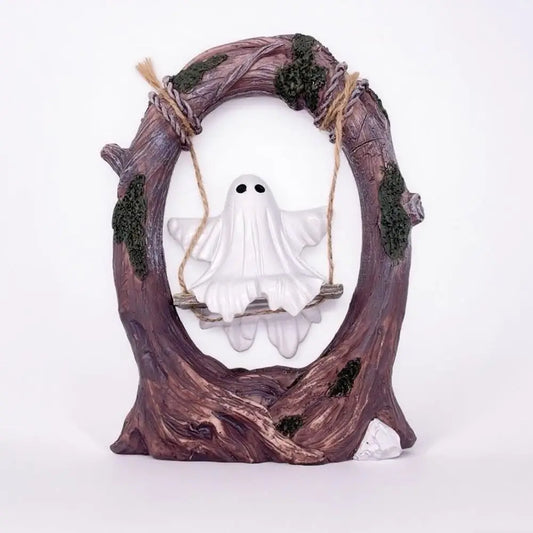 Fantôme sur balançoire sur le thème d'halloween, Statue artisanale