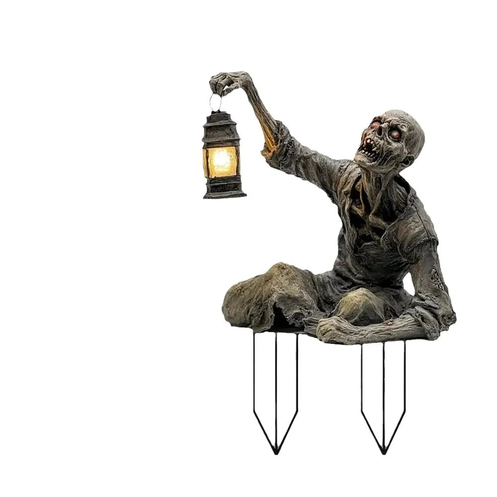 Lanterne d'halloween de terreur Zombie, ornement effrayant 2D en acrylique, prise de terre de jardin, ornement de maison, jardin extérieur, bricolage, cadeau de décoration