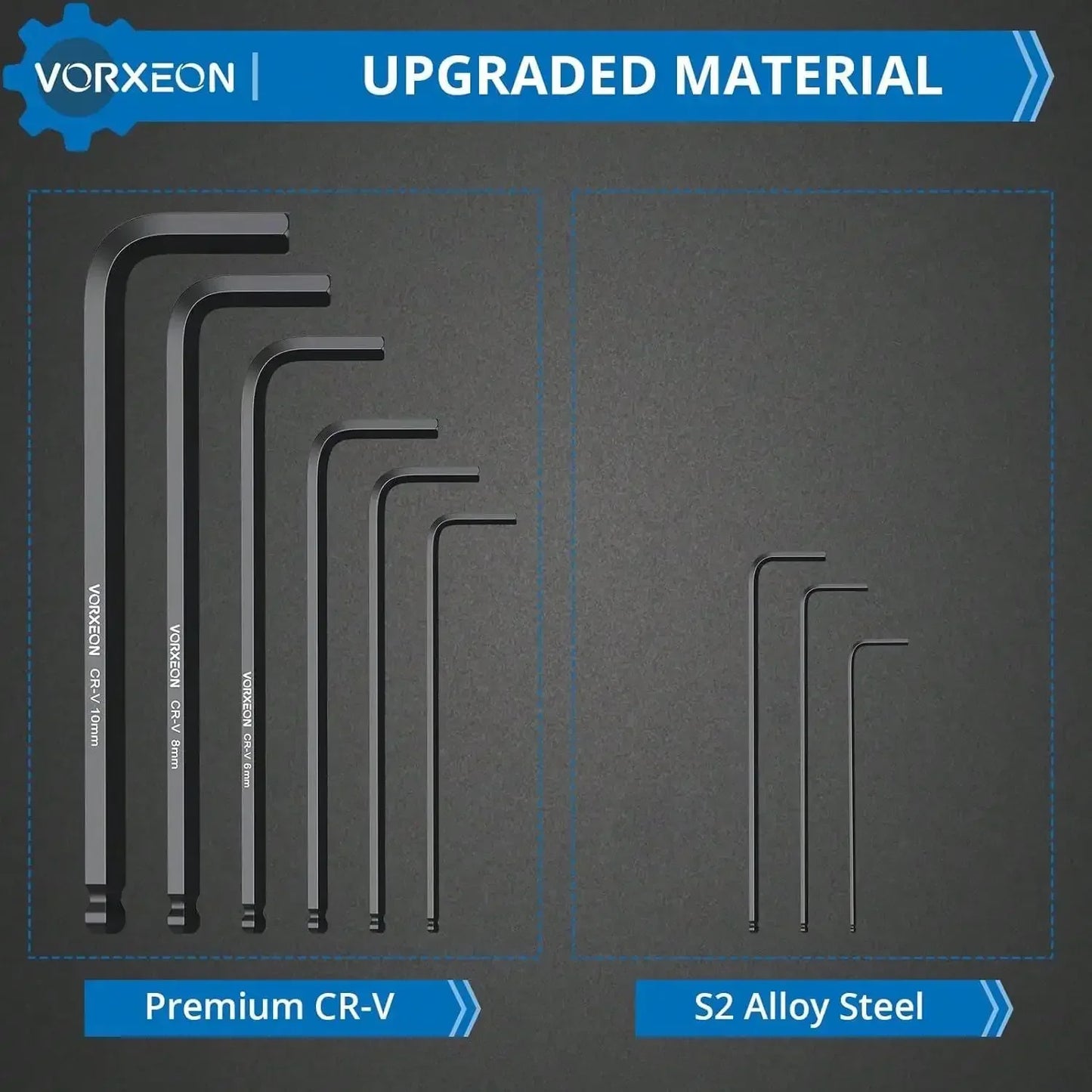 Jeu de clés Allen 6150CRV, 4 pièces, 36 pièces, extrémité sphérique longue, clé en L avec codage Visible pour vélo, réparation de meubles de Moto, bricolage domestique
