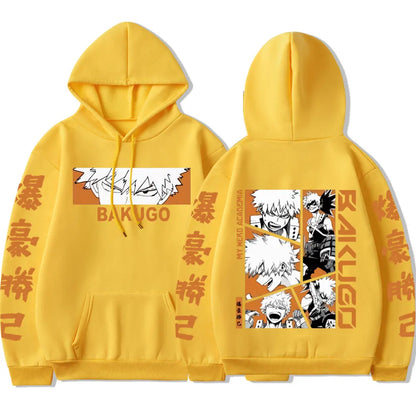 My Hero Academia Anime hommes femmes mode sweat à capuche Bakugou Katsuki pulls décontractés surdimensionné à manches longues sweat Streetwear