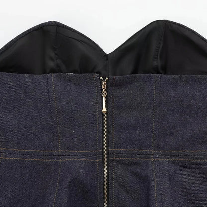 HXAO Sexy Denim pantalon ensemble 2025 femmes printemps 2 pièces hauts Corset pantalons à jambes larges mode décontracté élégant pantalon ensemble tenue