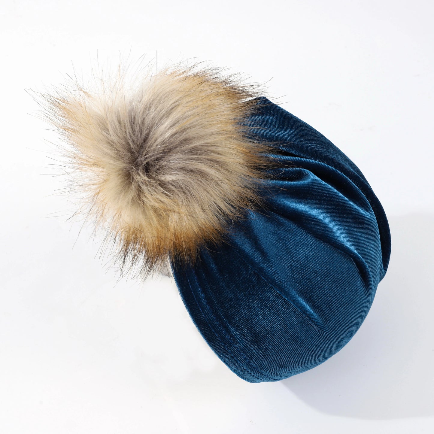 Chapeau boule de fourrure en tissu velours solide pour enfants garçons filles bébé accessoires de photographie grand pompon nœud supérieur automne hiver oreille bonnet chaud