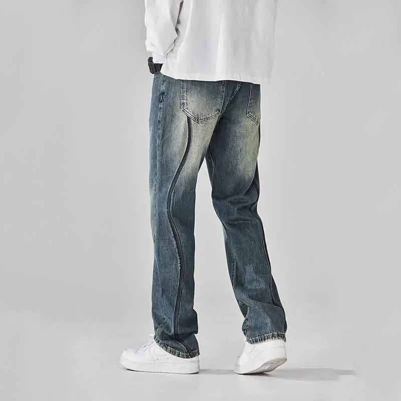DistMurcia-Jean Vintage à Jambes Larges et Droites pour Homme, Vêtement Polyvalent, Style Américain, Été